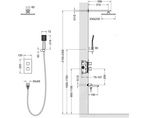 Душевая система Timo Petruma SX-5049/17SM с термостатом Золото матовое