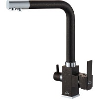 Смеситель для кухни ZorG Steel Hammer Черный матовый Хром