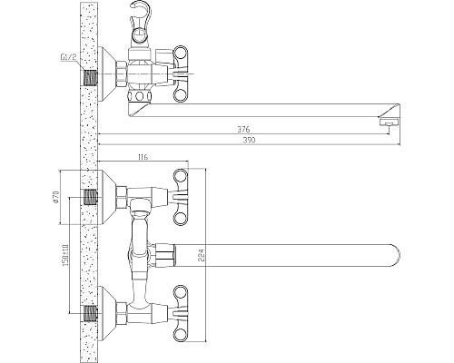 Смеситель для ванны Rossinka RS42 RS42-80