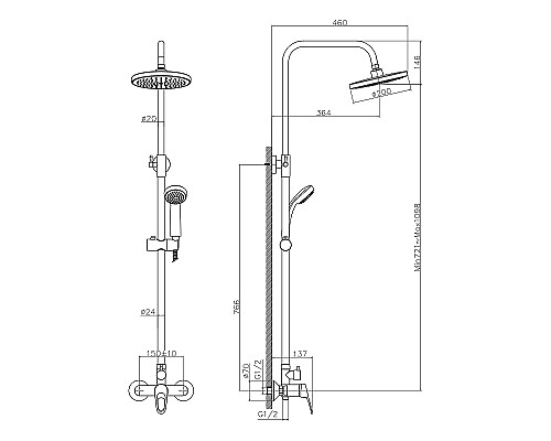 Душевая система Decoroom DR21070 Хром