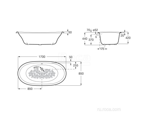 Чугунная ванна Roca Newcast 233650002 170x85 