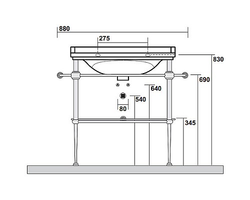 Консоль для раковины Kerasan Waldorf 9197K3br 80 напольная