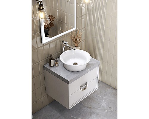 Раковина Kerama Marazzi CANALETTO накладная 40, белая глянцевая Раковина Kerama Marazzi CANALETTO накладная 40, белая глянцевая
