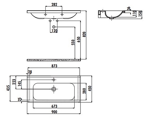 Раковина Creavit Ideal 90 ID090-00CB00E-0000 Белая