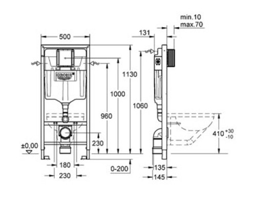 Инсталляция Grohe для подвесного унитаза