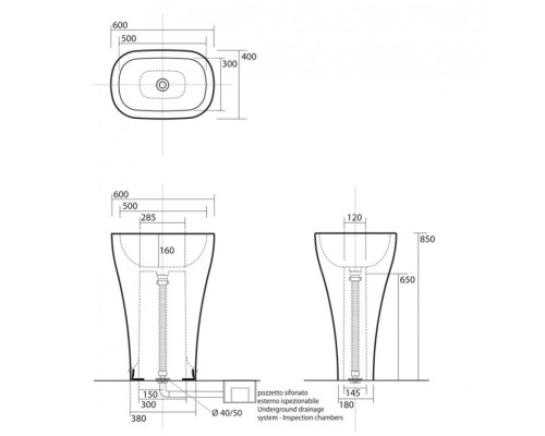 Раковина отдельностоящая 60х40 см Kerasan Aquatech 374201