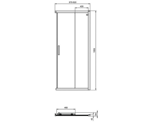 Душевая дверь Ideal Standard Connect 2 90 K9261EO профиль Хром стекло прозрачное