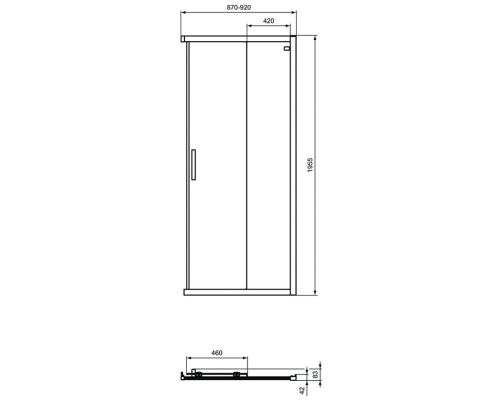 Душевая дверь Ideal Standard Connect 2 90 K9261EO профиль Хром стекло прозрачное
