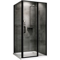 Душевой уголок Abber Sonnenstrand 100х70 профиль Черный стекло прозрачное, арт