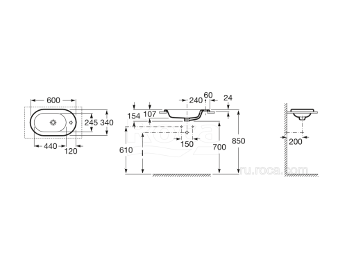 Раковина Roca Meridian 60x34 32724E000