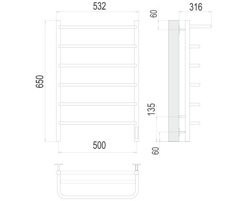 Полотенцесушитель Terminus Электро Полка П6 500х650