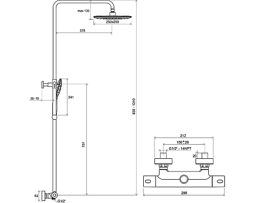 Душевая система Ravak Termo 300 X070164 Хром