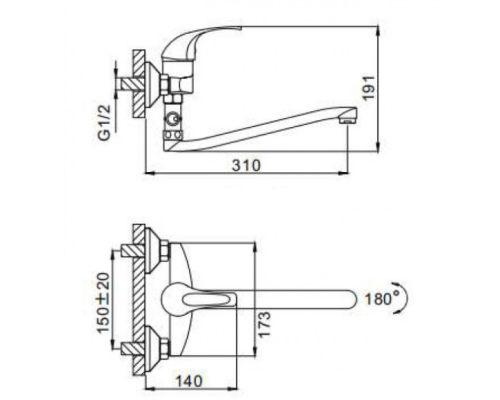 Смеситель для ванны Frap H29 F2129-B универсальный Хром
