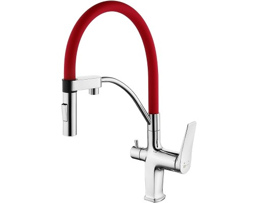 Смеситель для кухни Lemark Comfort Хром Красный