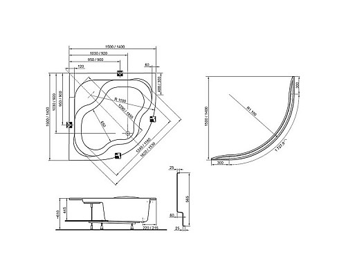 Акриловая угловая ванна Ravak Gentiana 140x140 CF01000000