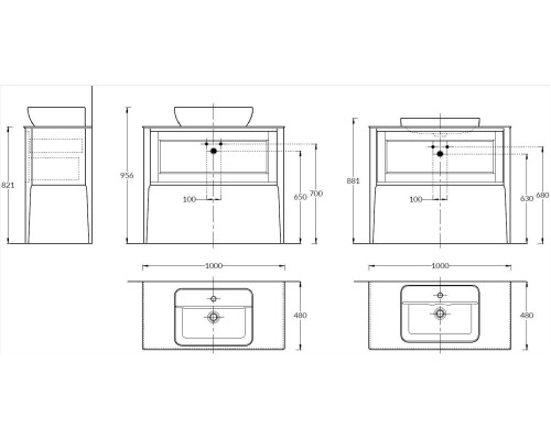 Тумба под раковину Kerama Marazzi PLAZA Classic Neo напольная с ящиками 100, орех