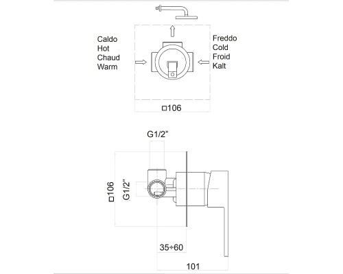 Смеситель для душа Fiore Kube 100CR7515 Хром