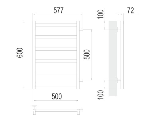 Полотенцесушитель Terminus Эконом Аврора П6 500х600 бп500