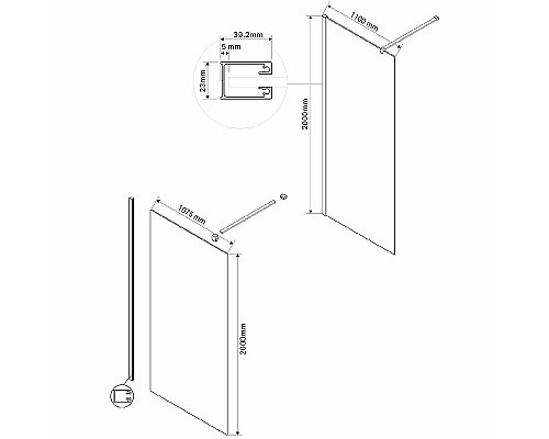 Душевая перегородка Vincea Walk-In 110 VSW-1H110CLGM Вороненая сталь