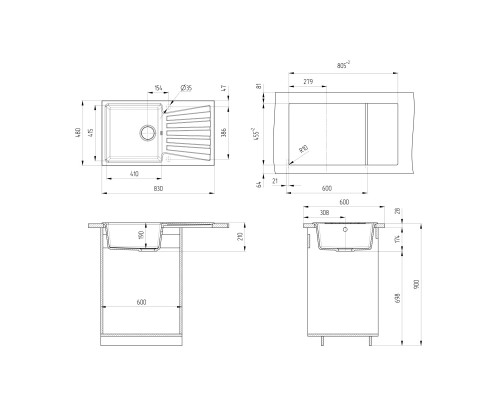 Кухонная мойка Ulgran U-703-307 терракот