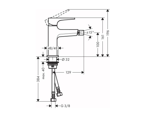 Смеситель для биде Hansgrohe Metropol однорычажный черный 32520340