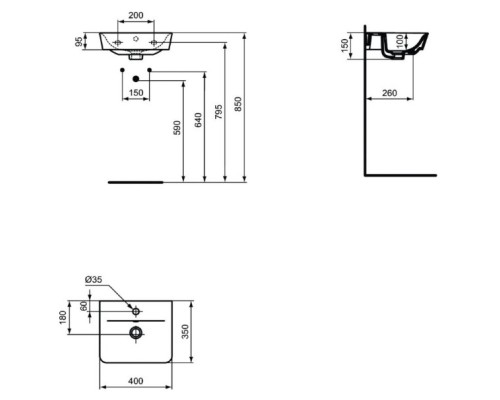 Раковина Ideal Standard Connect Air 40 E0307V3 Черный шелк