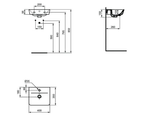 Раковина Ideal Standard Connect Air 40 E0307V3 Черный шелк
