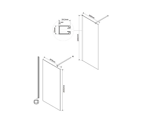 Душевая перегородка Vincea Walk-In 90 VSW-1H900MRB Черный матовый зеркальное