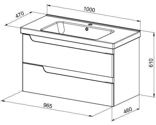 Тумба с раковиной Orange Topline-Milano 100 TP-MR100+RA подвесная Белый глянец