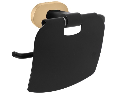 Держатель туалетной бумаги Rav Slezak Yukon YUA0400CMATZ с крышкой Черный матовый Золото