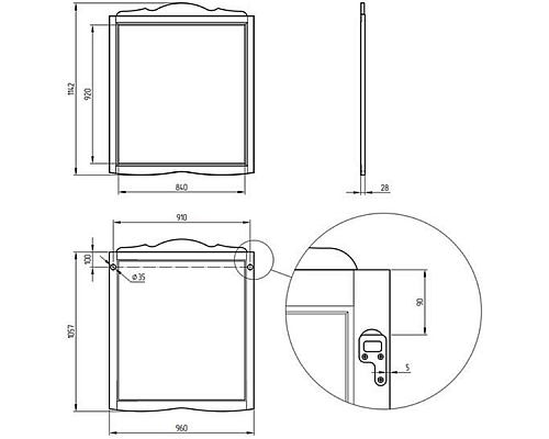 Зеркало Migliore Bella 96 25954 Оливковое