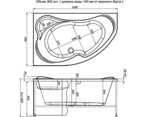 Фронтальная панель для ванны Aquanet Capri 160 L 176554