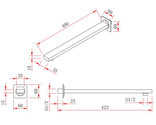 Кронштейн для верхнего душа Berges Ventas S 074007 Хром сильвер