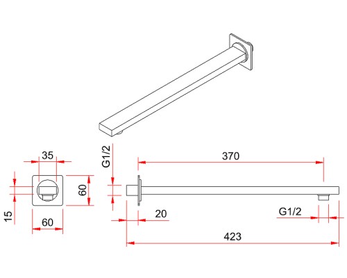 Кронштейн для верхнего душа Berges Ventas S 074007 Хром сильвер