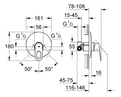 Смеситель для душа Grohe со встроенным механизмом