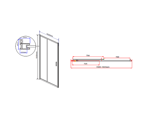 Душевая дверь Vincea Garda 160 VDS-1G160CL профиль Хром стекло прозрачное