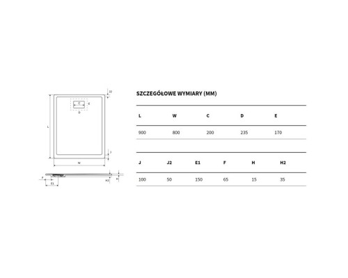 Поддон Excellent Lavano 90x80 см черный