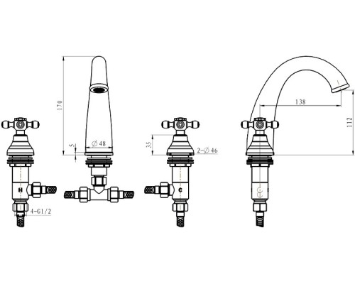 Смеситель для раковины Boheme Royal Cristal 317-Royal Бронза