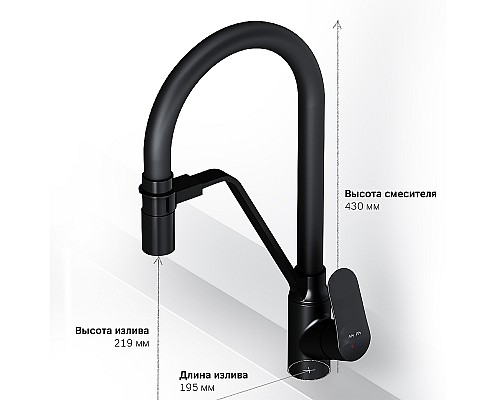 Смеситель для кухни AM.PM Like F8007822 Черный