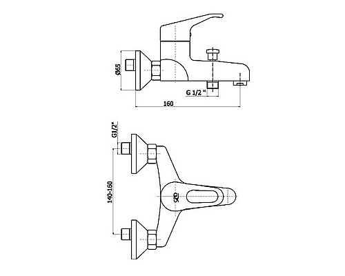 Смеситель для ванны GPD Kalipso MBB20 Хром