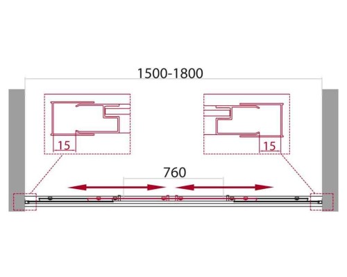 Шторка на ванну BelBagno Unique VF-2 180 Хром