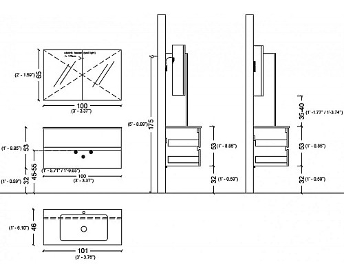 Зеркальный шкаф Armadi Art 100 VALLESSI 546-C