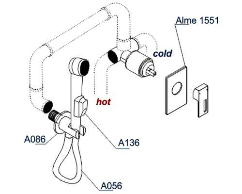 Гигиенический душ со смесителем WasserKRAFT Alme A15156 Хром