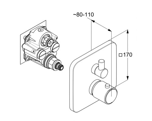 Встраиваемый смеситель для душа Kludi E2 498350575
