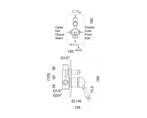 Смеситель для душа Fiore Imperial Sky Swarovski® 82OO5134 золото
