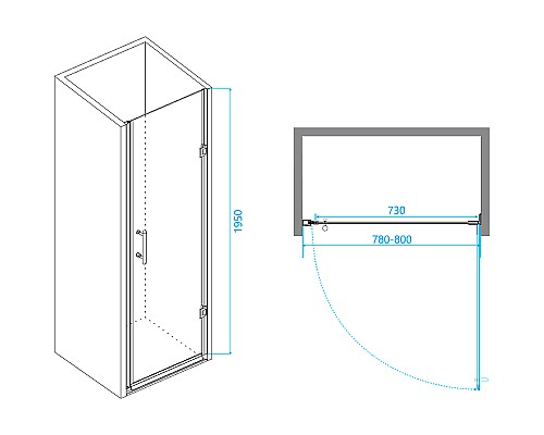 Душевая дверь RGW Passage PA-06 B 80 41080608-14 профиль Черный стекло прозрачное