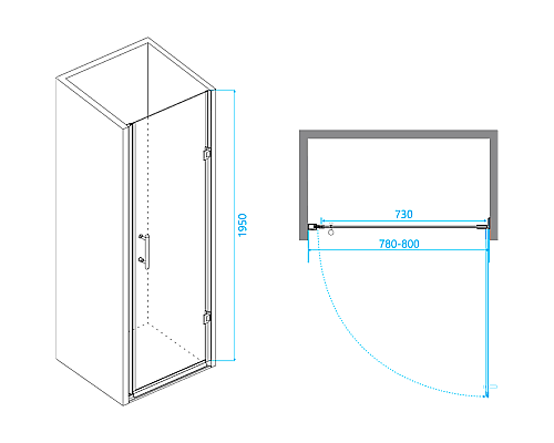 Душевая дверь RGW Passage PA-06 B 80 41080608-14 профиль Черный стекло прозрачное