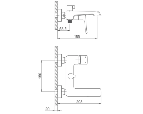 Смеситель для ванны Gappo G50 G3250-8 Хром