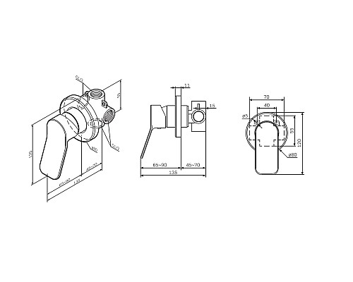 Встраиваемый смеситель AM.PM X-Joy F85A65000