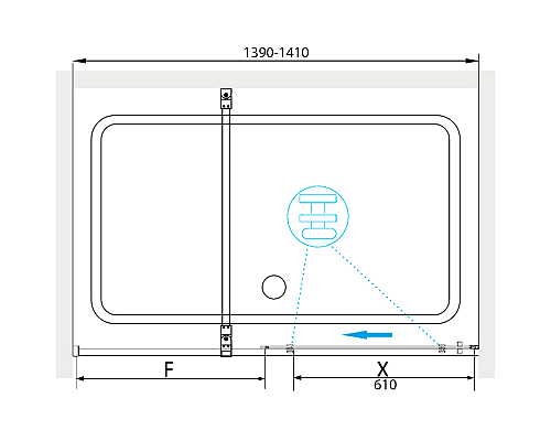 Душевая дверь RGW Tornado TO-18 B 140 41071814-14 профиль Черный стекло прозрачное